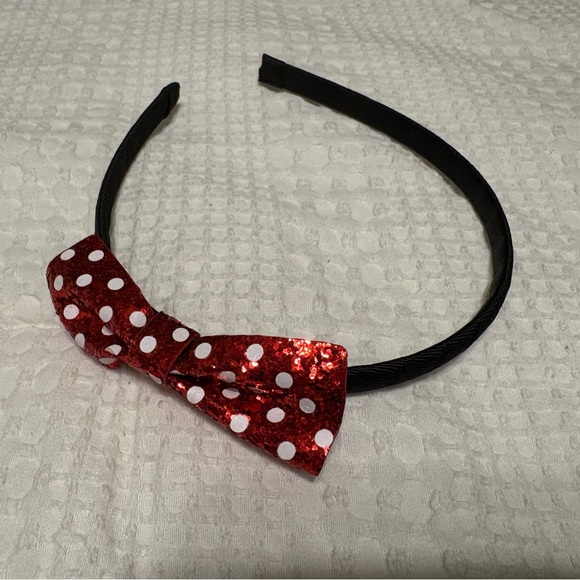 Sparkling Red Polka Dot Disney Kids Headband and Barrette Set. - Picture 2 of 4